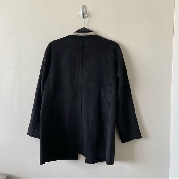 Zara-faux suede Tassel Bead Collar Detail Double Pocket Jacket (Size:Large) - Picture 2 of 8